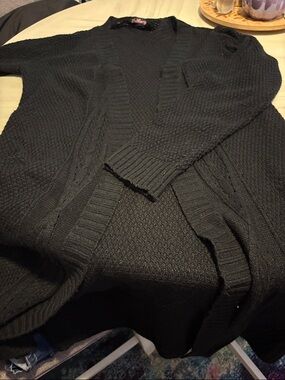 Women's Black Open-Front Knit Cardigan
